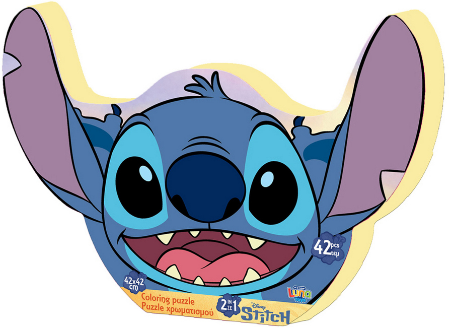 Пъзел 42 елемента с Форма на Лило и Стич, Lilo and Stitch с XL Елементи Пъзел 42х42 см